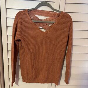 Lace-back knit sweater